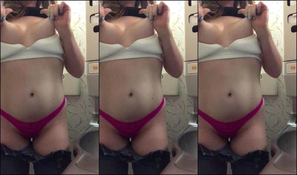 Amateur, Ass Spreading, Close-Ups, Public Nudity, Public Toilet sneaky airplane tease ManyVids