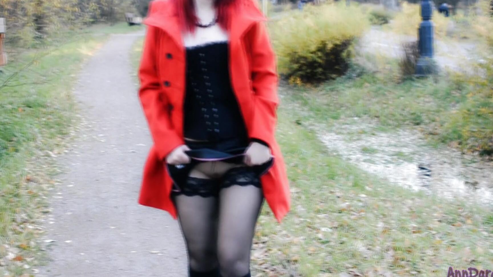 Anndarcy Gothic Public Upskirt Flashing Without Panties