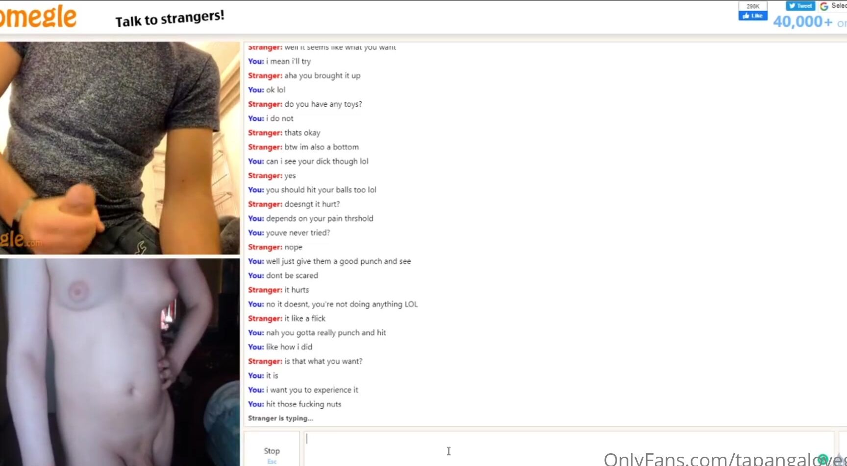 Tapangalovegood Hitting Myself In The Nuts For A Cute Guy On Omegle I Get Him To Hit His Balls A Little
