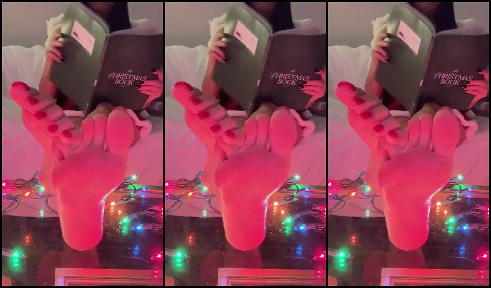 Goddess Pussyfoot Aka U186296307 Onlyfans I Get Home From The Christmas Party And Dangle My Fluffy Mules Off Then I Put My Feet Up And Relax 0A