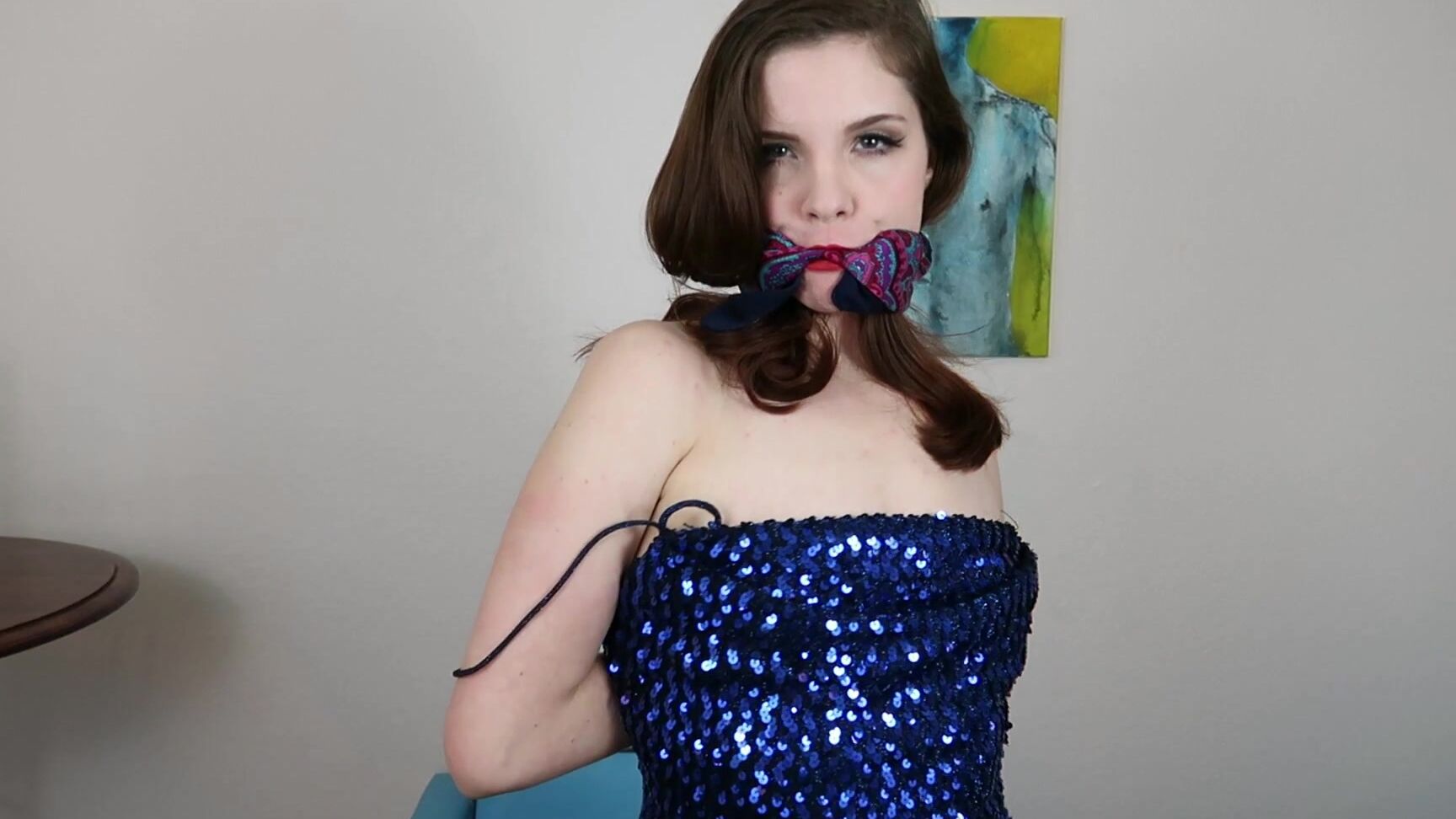 "DandyinDistress" bondage, gagging, gagtalk, handcuffandshacklefetish, redhead movie star scarf struggle pov manyvids