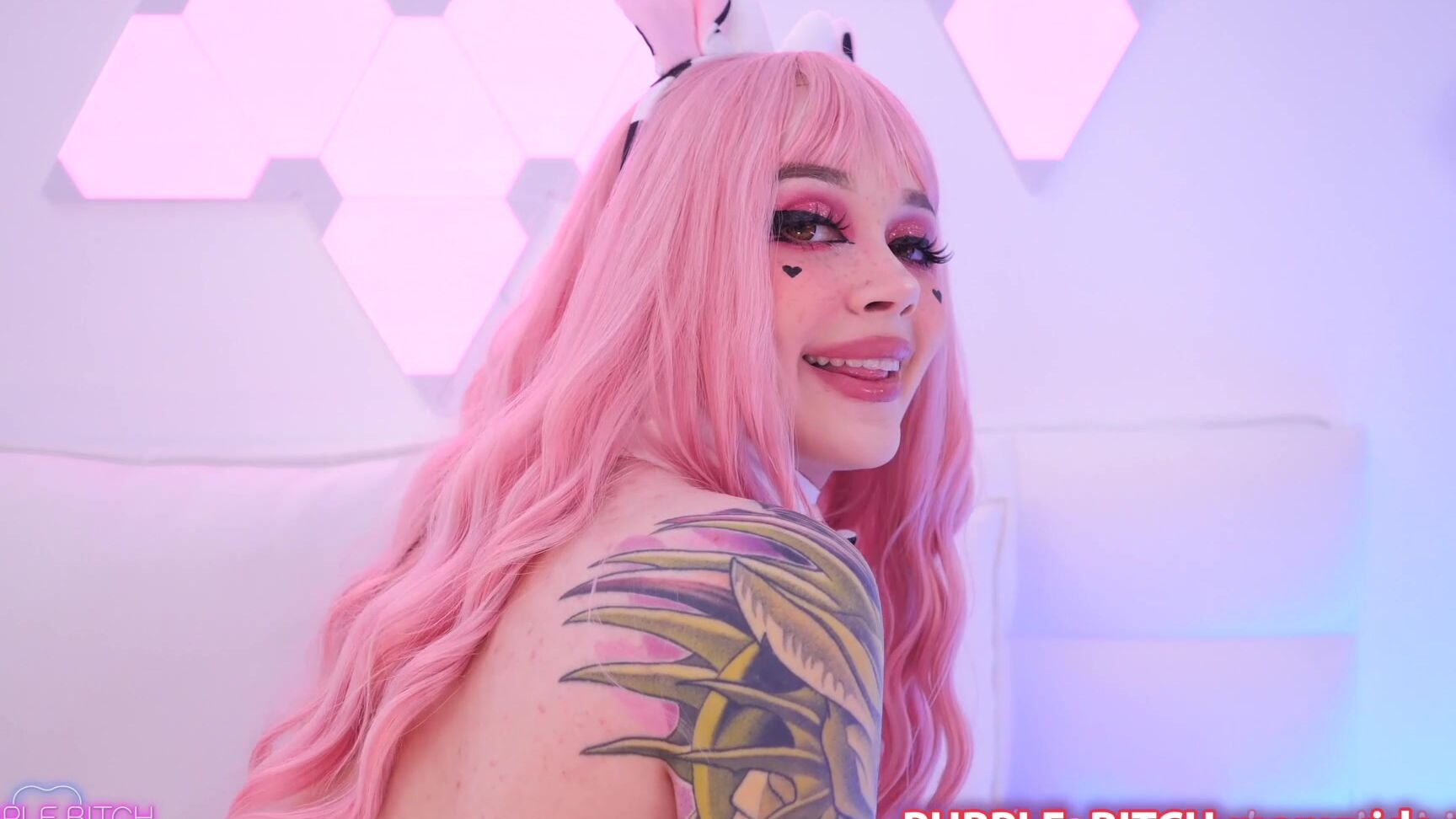 Purple Bitch Cow Girl Uses Monster Dildos