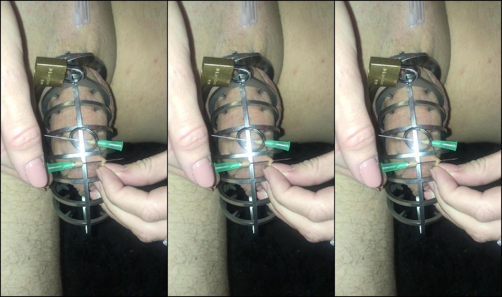Lady Dark Angel Spiked Chastity And A Couple Of Needles Xxxx
