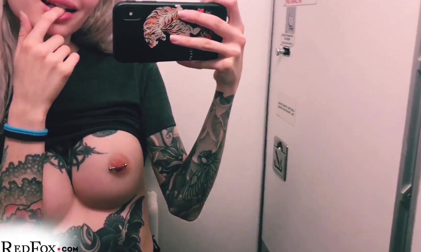 Red Fox Blonde Masturbate Pussy In The Airplane Hot Solo PornHubPremium