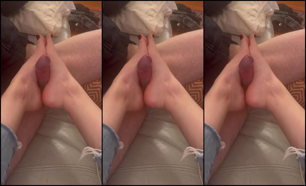 Jewfoot Watching A Movie And Giving A Long Foot Job And Ending It With A Hand Job