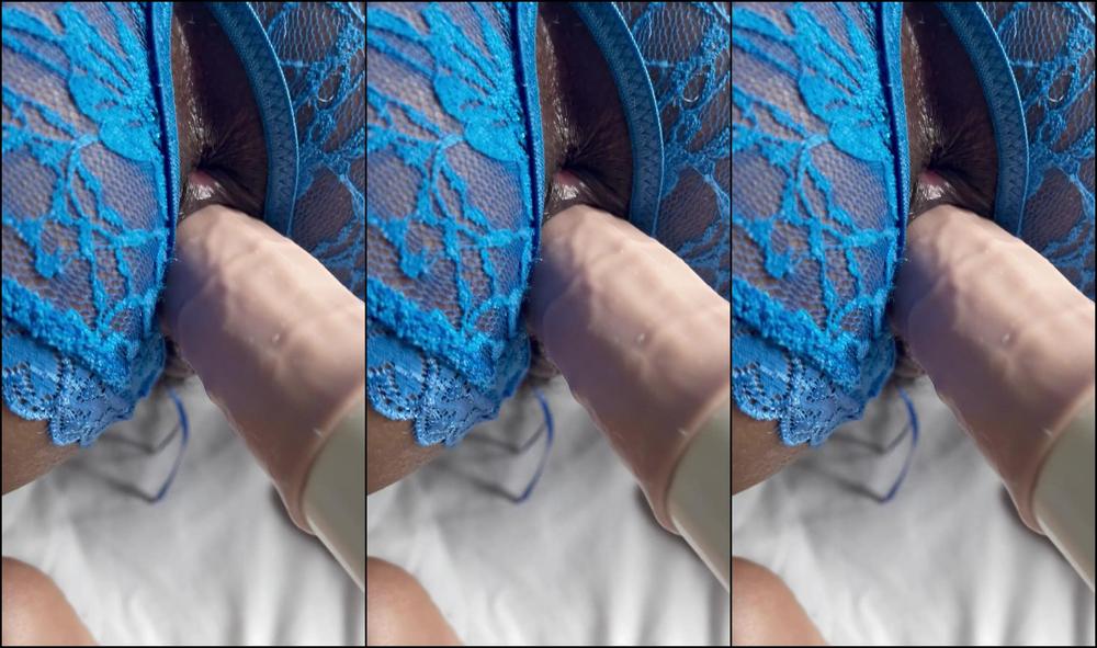 Foxxpink With My Blue Crotch Less Panties I Take On My Machine Like Comment Drain Your Cock