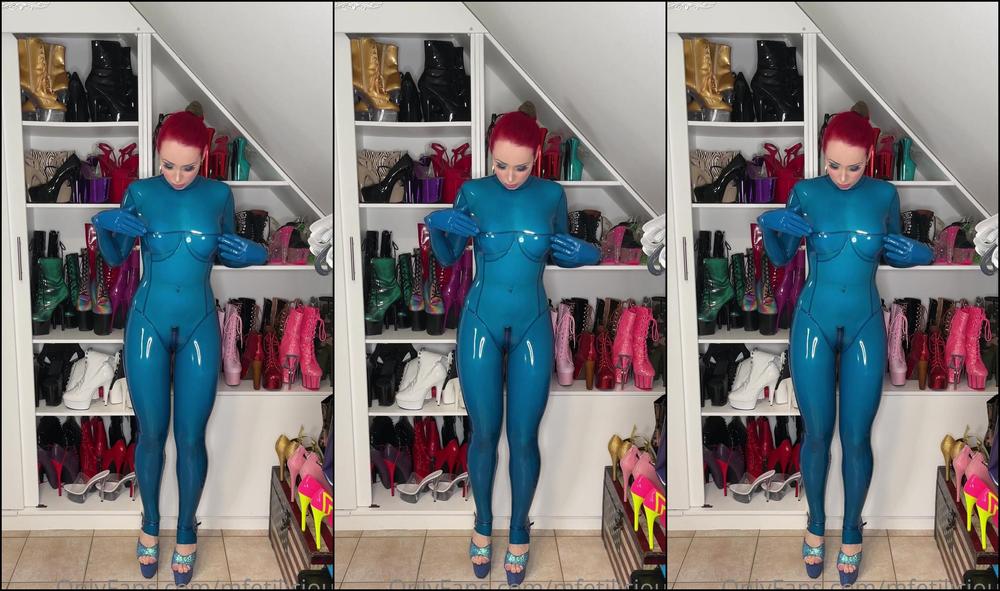 Mfetilicious Worship My Body In Transparent Blue Latex