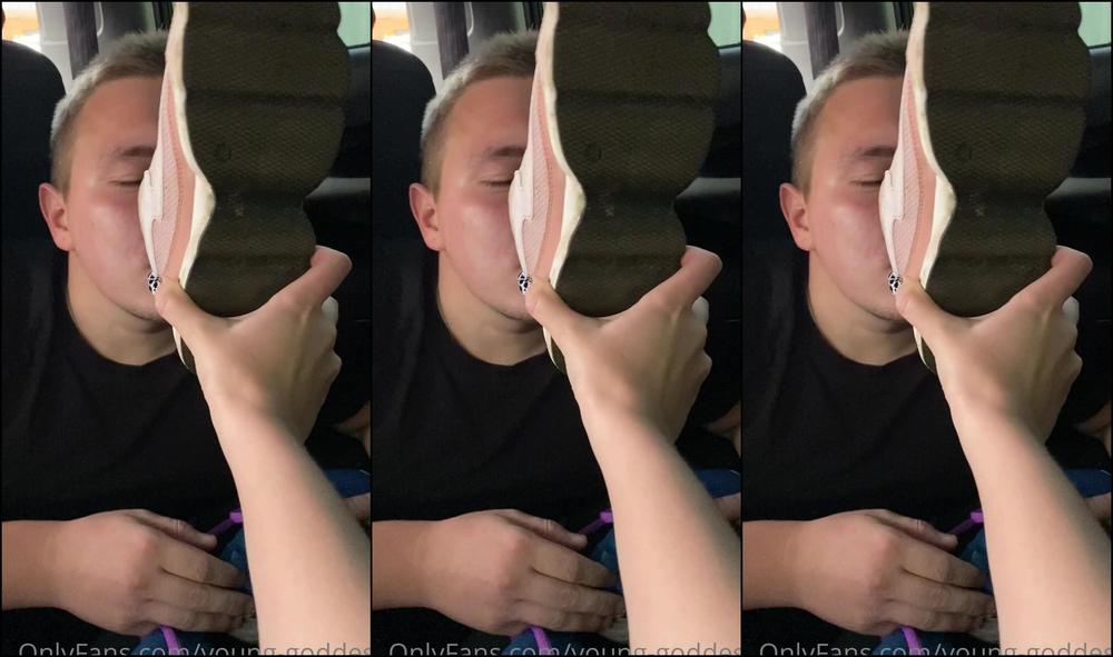 Young Goddess Look At This Pathetic Slave He Worships My Stinky Socks And Sneakers After The Gym Stick