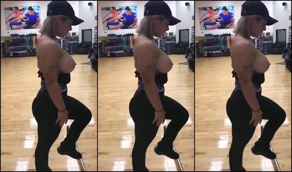 Crystina Rossi Topless Workout At The Gym