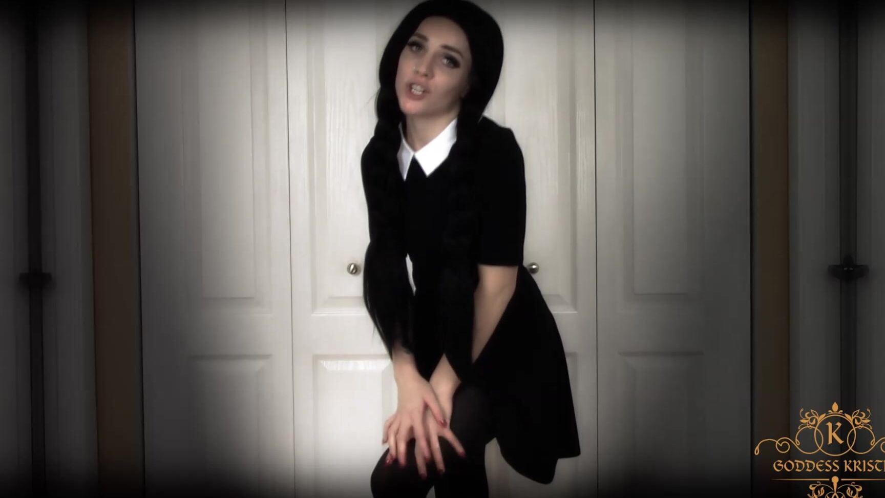 Goddesskristie Wednesday Addams Pantyhose Tease