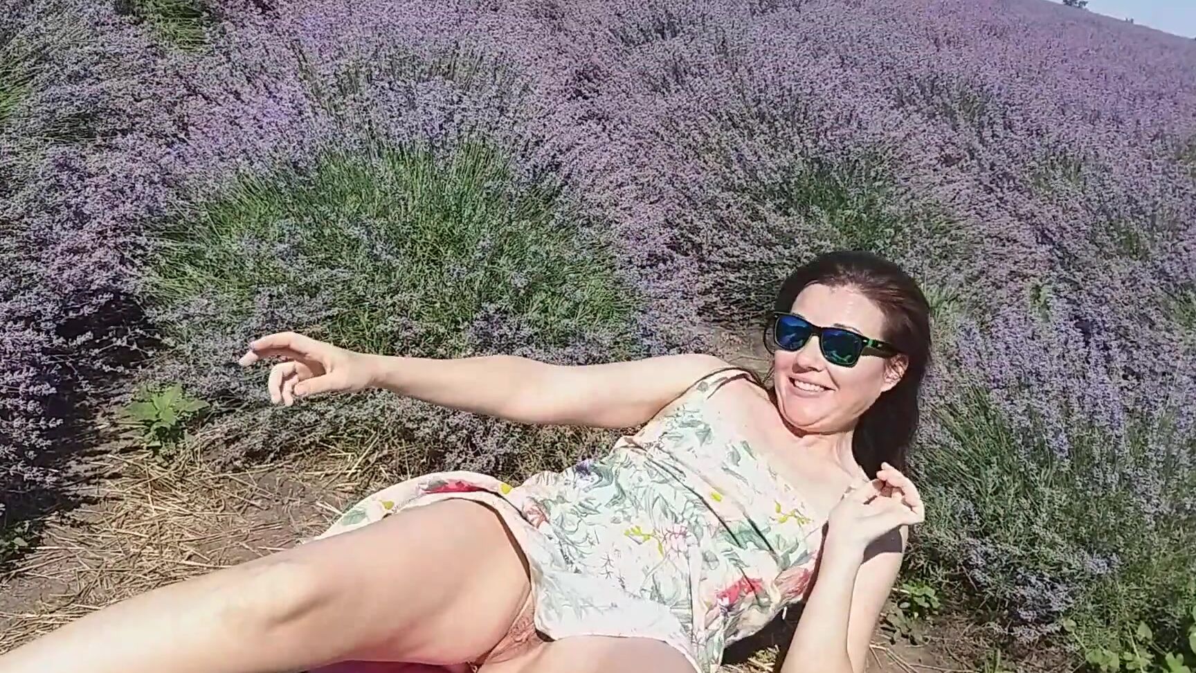 My Wife SexyDreams Up Dress NO PANTIES  Butt Plug Public Flashing in LAVENDER Fields Pornhub