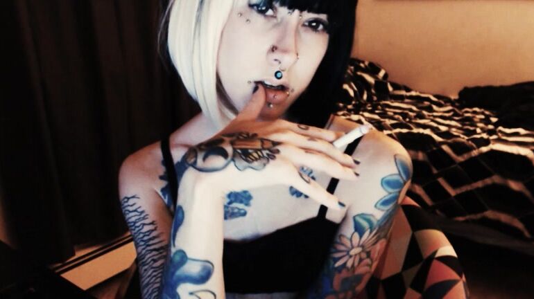 Smoking, Piercings, Body Piercing, Tattoos skulliee the last cigarette ManyVids