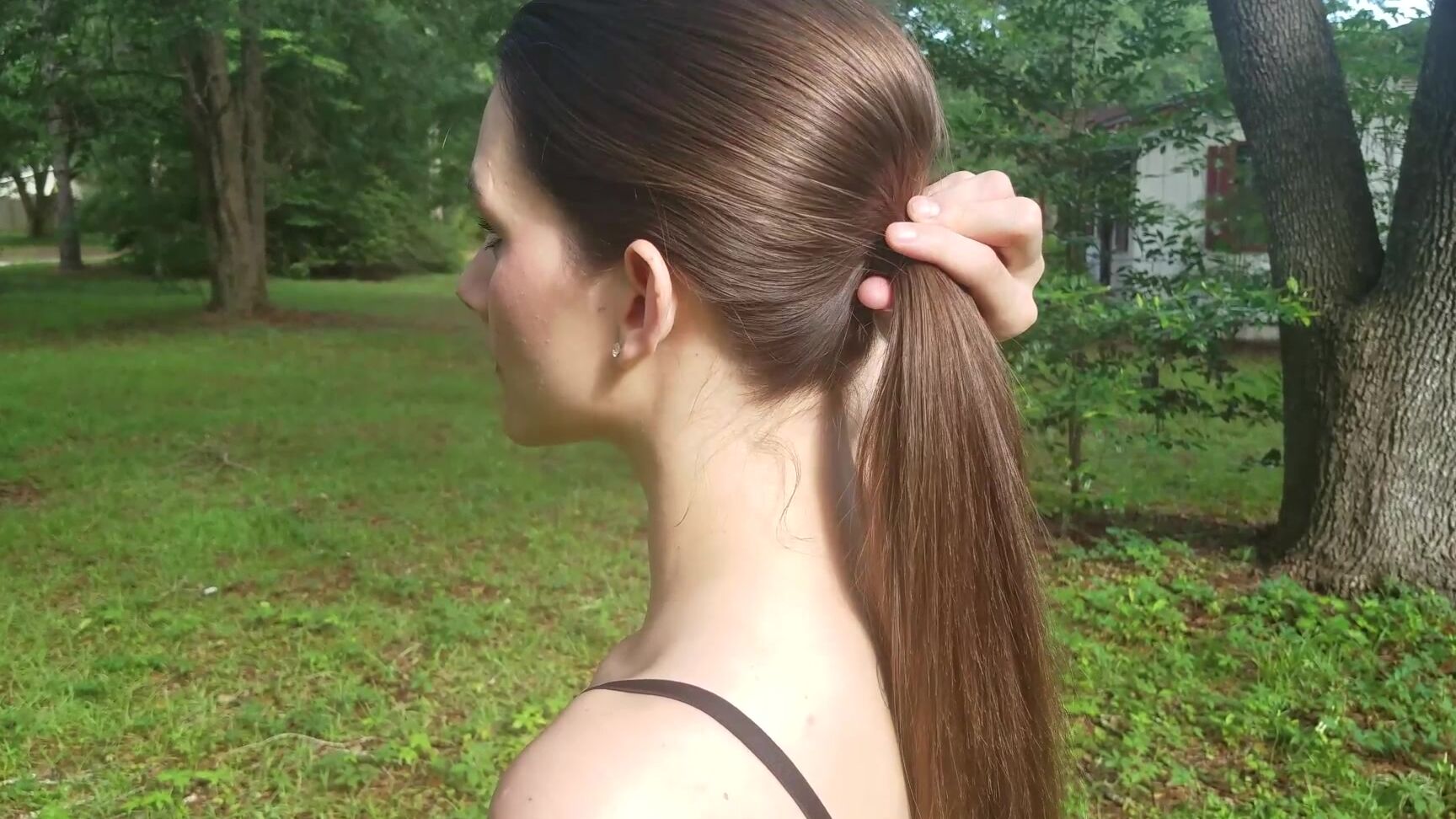 "Katy Faery" brunette, hair, long hair, outdoors, pov Long Hair Ponytail CUSTOM 1 manyvids