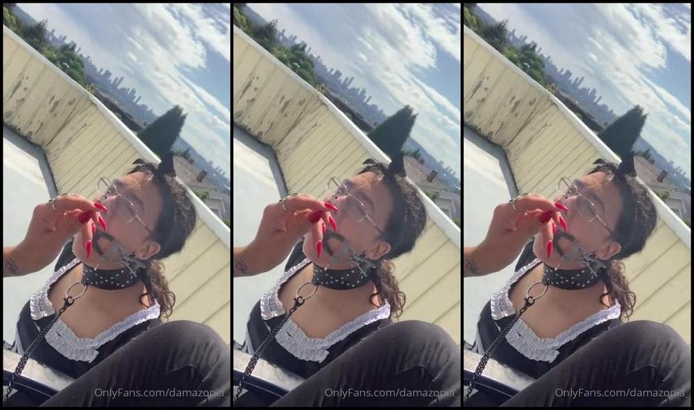 Mistress Damazonia Suntanning With My Personal Ashtray