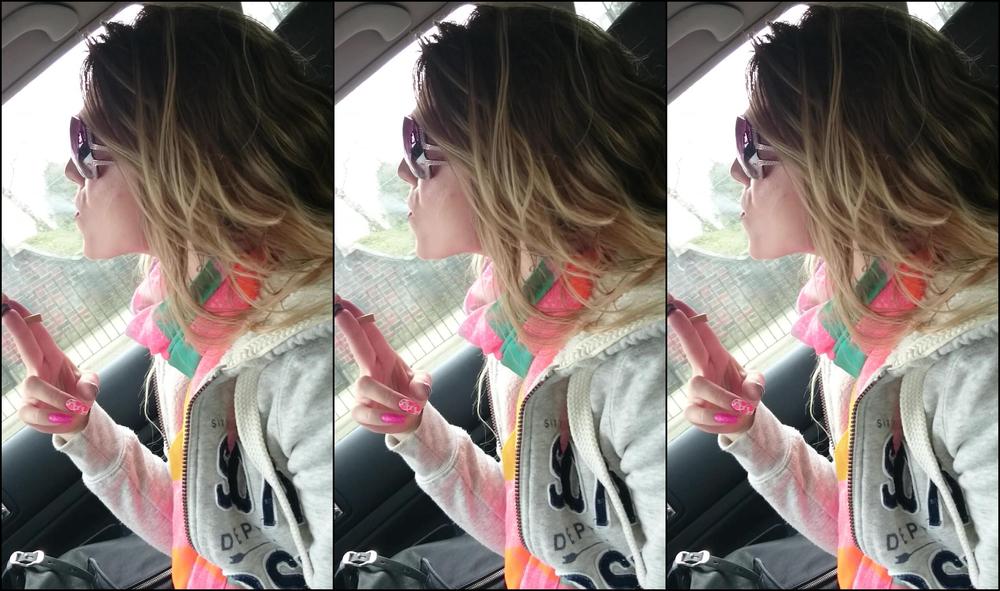 Michellemoist Smoking A Cig In The Car