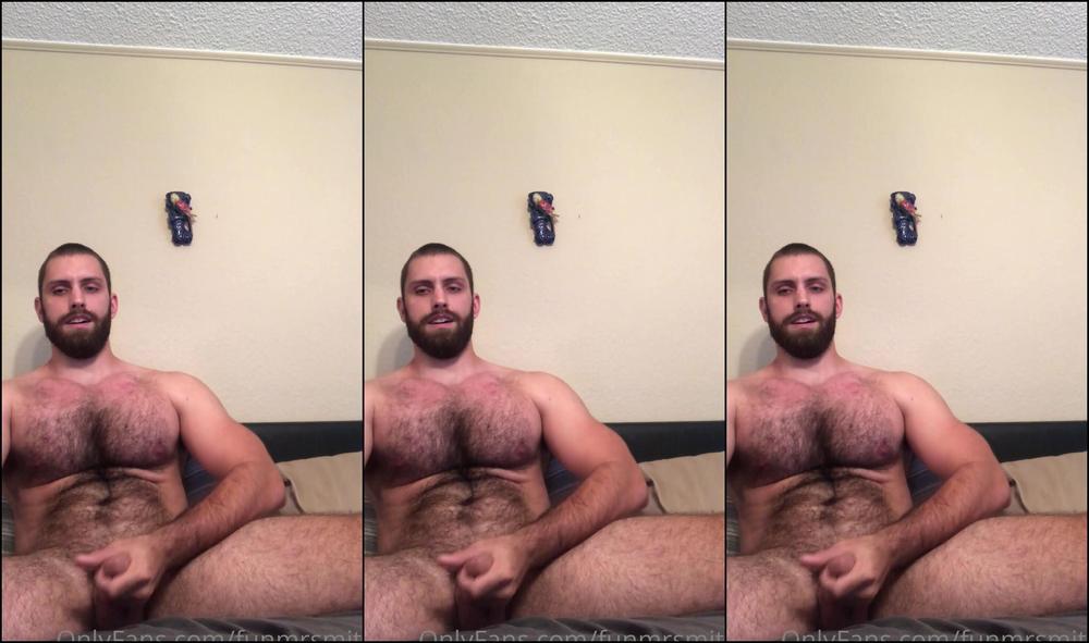 Funmrsmith Just Jerking Off My Dick And Blowing A Big Load Onto My Hairy Thigh