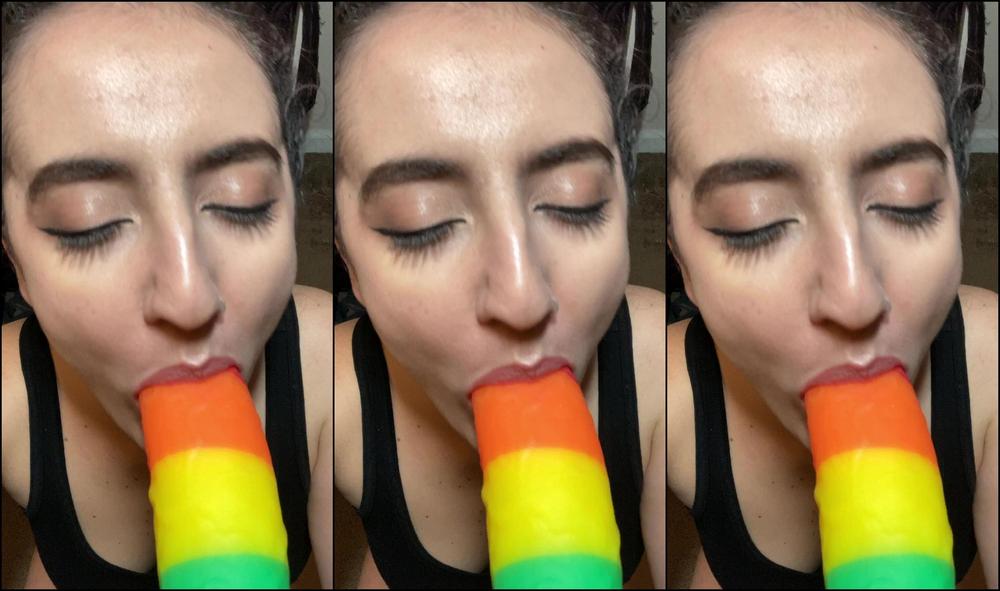 Dildo Sucking, Dirty Talking, POV Blowjob sucking your rainbow cock ManyVids