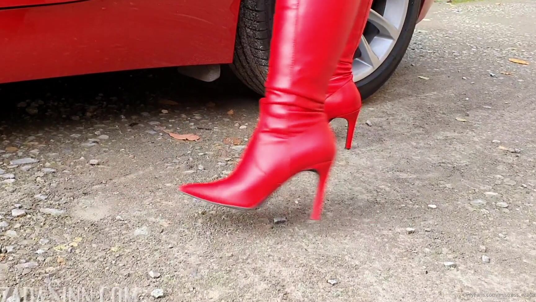 Ezada Adore Me In Red Leather And Kiss My Boots Before I Step In My Beautiful Car This Wishwed