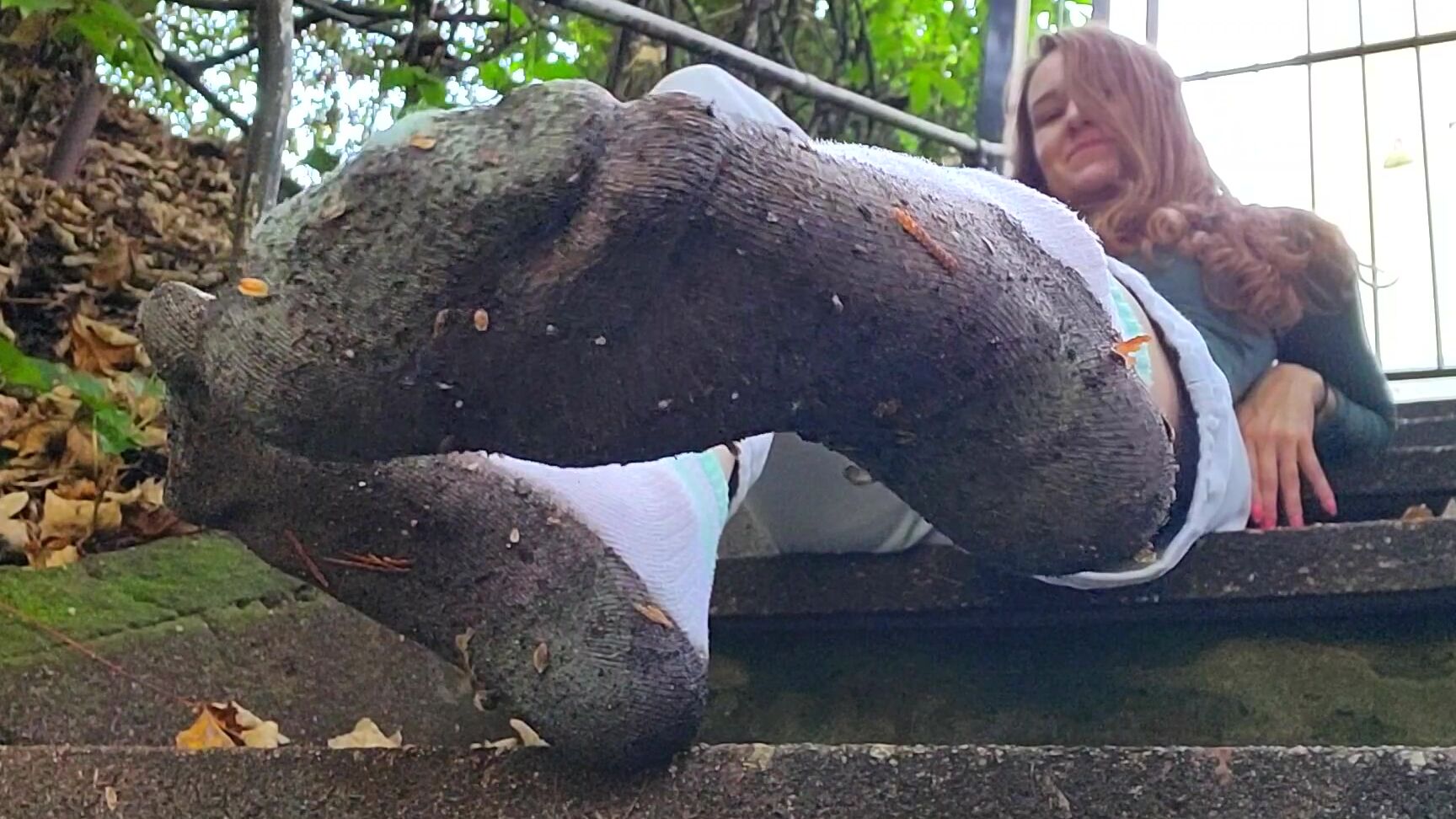 "Goddess Vanessa" feet, dirty feet, foot fetish, outdoors, socks Lick Muddy Outdoors Socks manyvids