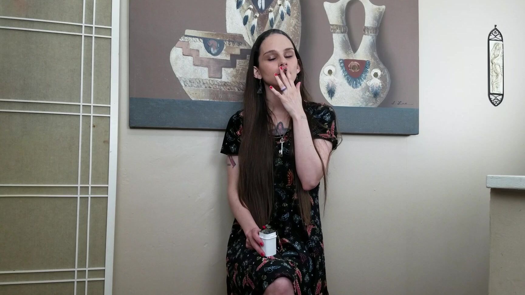 "Katy Faery" brunette, coughing fetish, mouth fetish, smoking, talk Ganja Goddess Katy Talks Smoking Manyvids