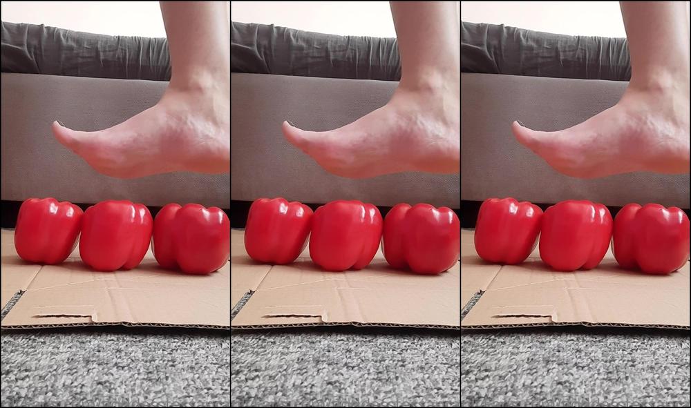 Goddesstessaprague Destroying Peppers With Step And Smashing It Completly Onlyfans XXX