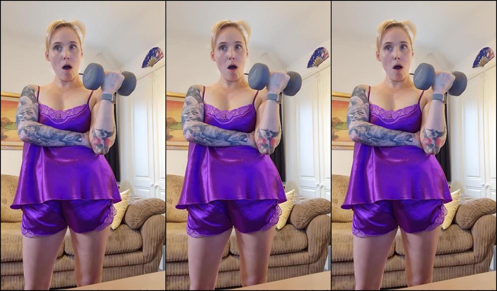 Mistressmarks Fitness Voyeur Train With Me My Full Minute Bicep Routine Today All In My Purple Satin Nightw