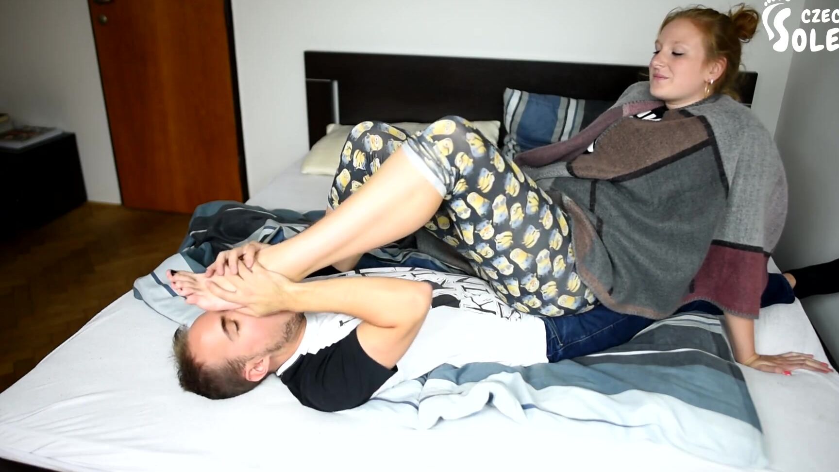 Czech Soles Excited By Her Big Bare Feet In His Face (Pushed Foot Worship, Foot Massage, BIG Feet, Young Soles) Czech Soles