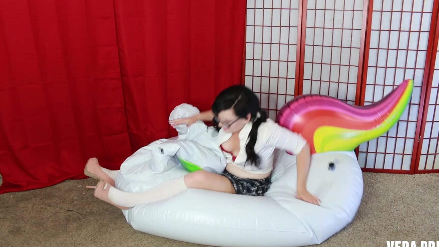 Vera Price Xxx Schoolgirl Inflatable Unicorn Deflation