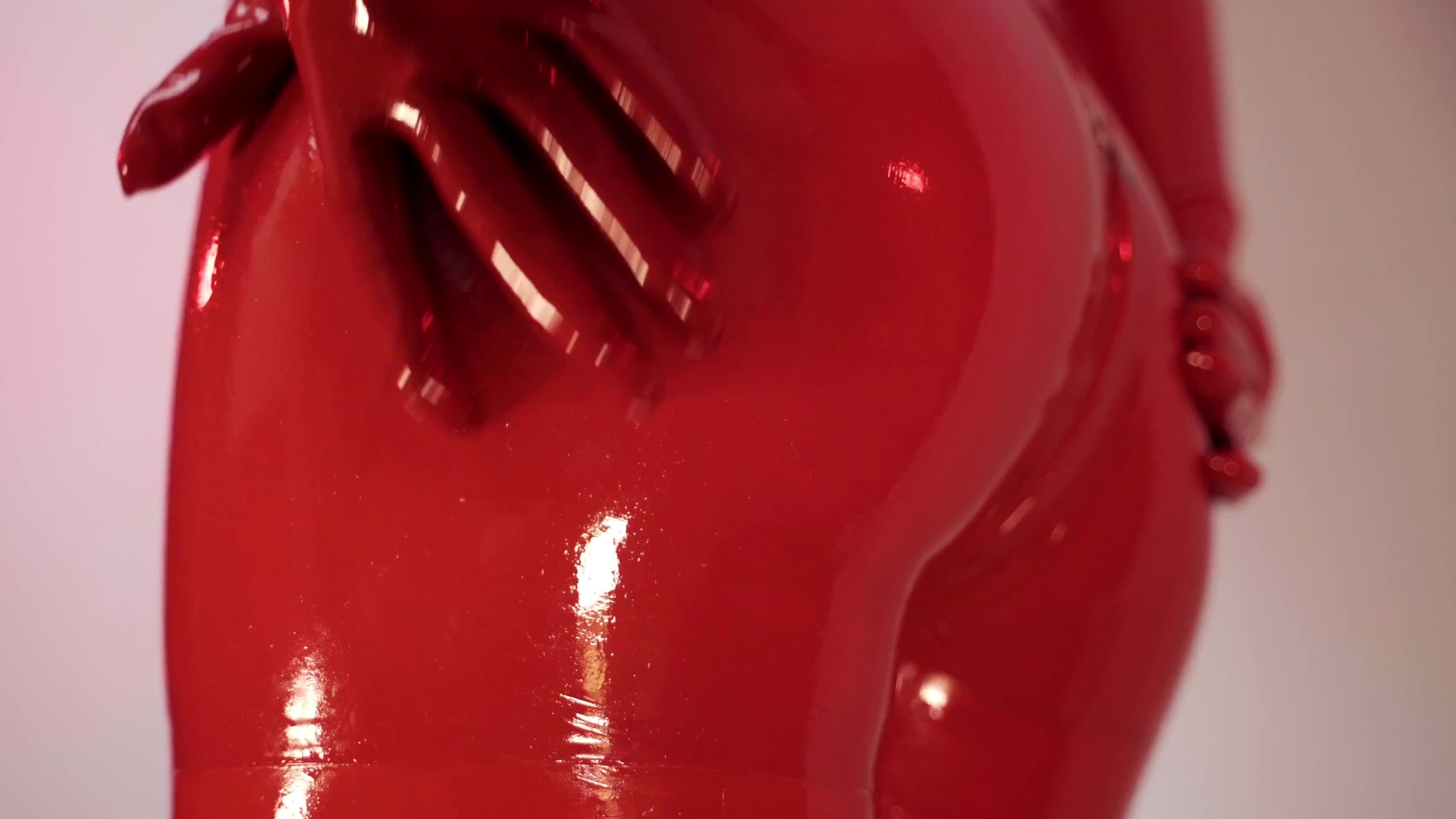 4K, JOI, JOI Games, Latex, Oil hot-joi-in-red-latex-catsuit ManyVids