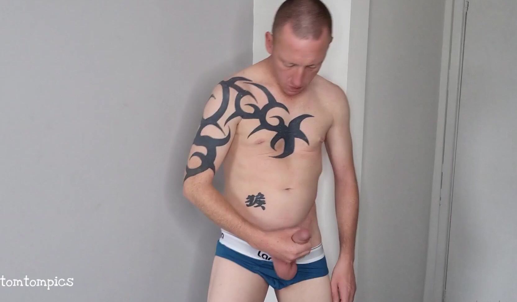 Tomtompics Stripping Off Into My Undies Then Laying Back And Shooting My Cum Over Myself