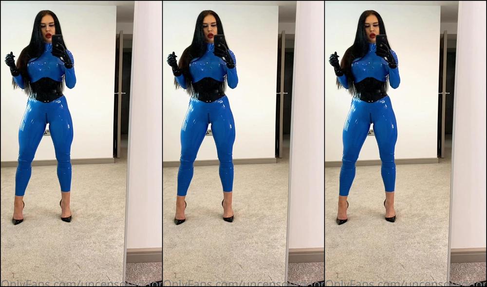 Obey Angelina Tip If You Wanna Worship Me In My Blue Catsuit
