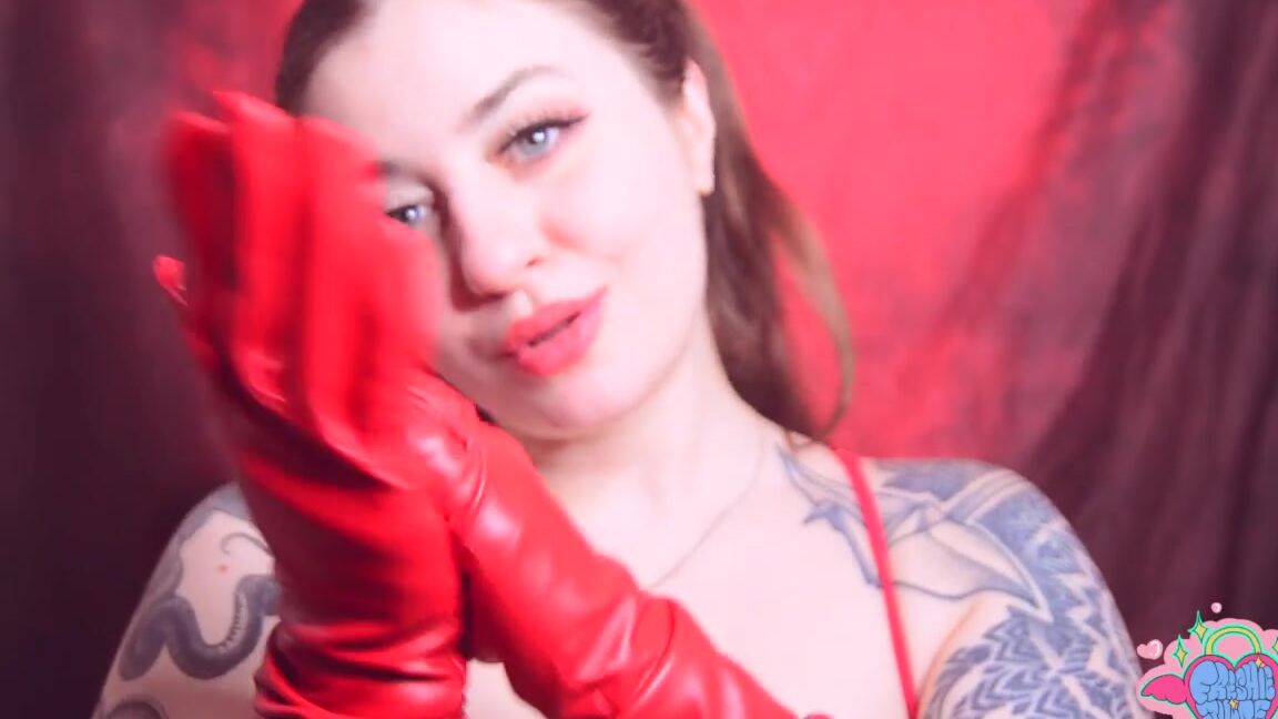 Freshie Juice Red Leather Glove Fetish Joi