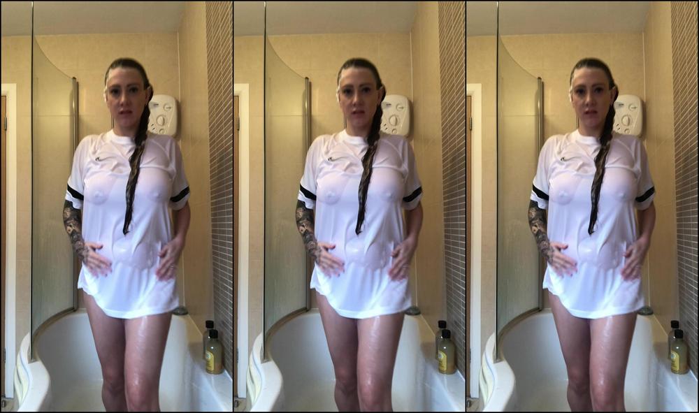 "SuzieLove212" housewives, milf, shower, wet look, wet t-shirt Sexy White Wet T Shirt in the Shower manyvids