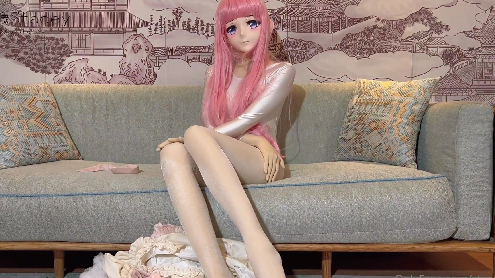 staceyxixi 02 01 2023 2731626129 kigurumi dollmask with my favorite jumpsuit and shiny white Onlyfans