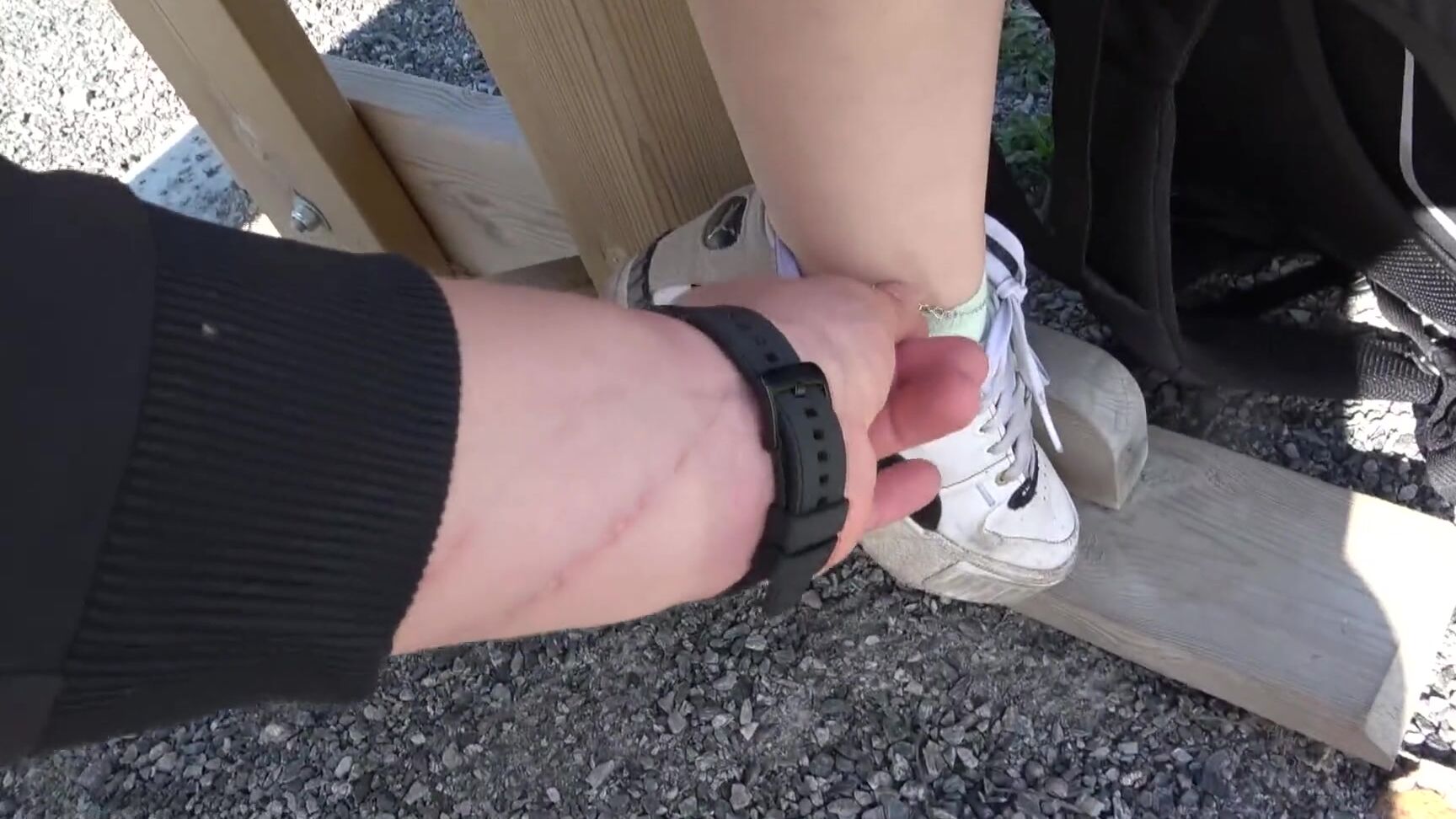 Pornforlife1122334 265.Almost got caught while fingering naive schoolgirls creamy pussy on public park bench xhamster