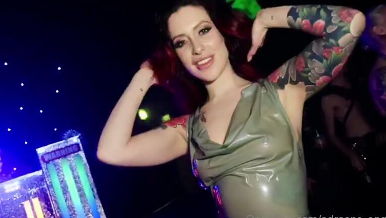 Adreena Angela Zdr In My Teal Latex Bodysuit