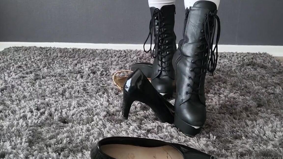 Kats Worn Heels Nicknamed Katswornheels Onlyfans Shoe Crushing These Pairs Of Heels Dont Stand A Chance Under My Pleaser Boots