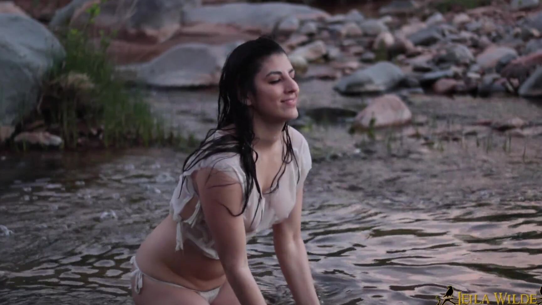 Cosplay, Costume, Outdoors, Striptease, Wet T-Shirt leila wilde warrioress river bath ManyVids