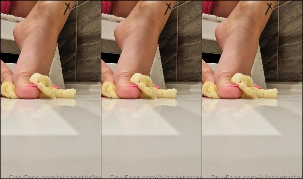 Elizabethsfeet Watch Me As I Smother This Ripe Banana With My Feet Squishing It In Between My Toes And F