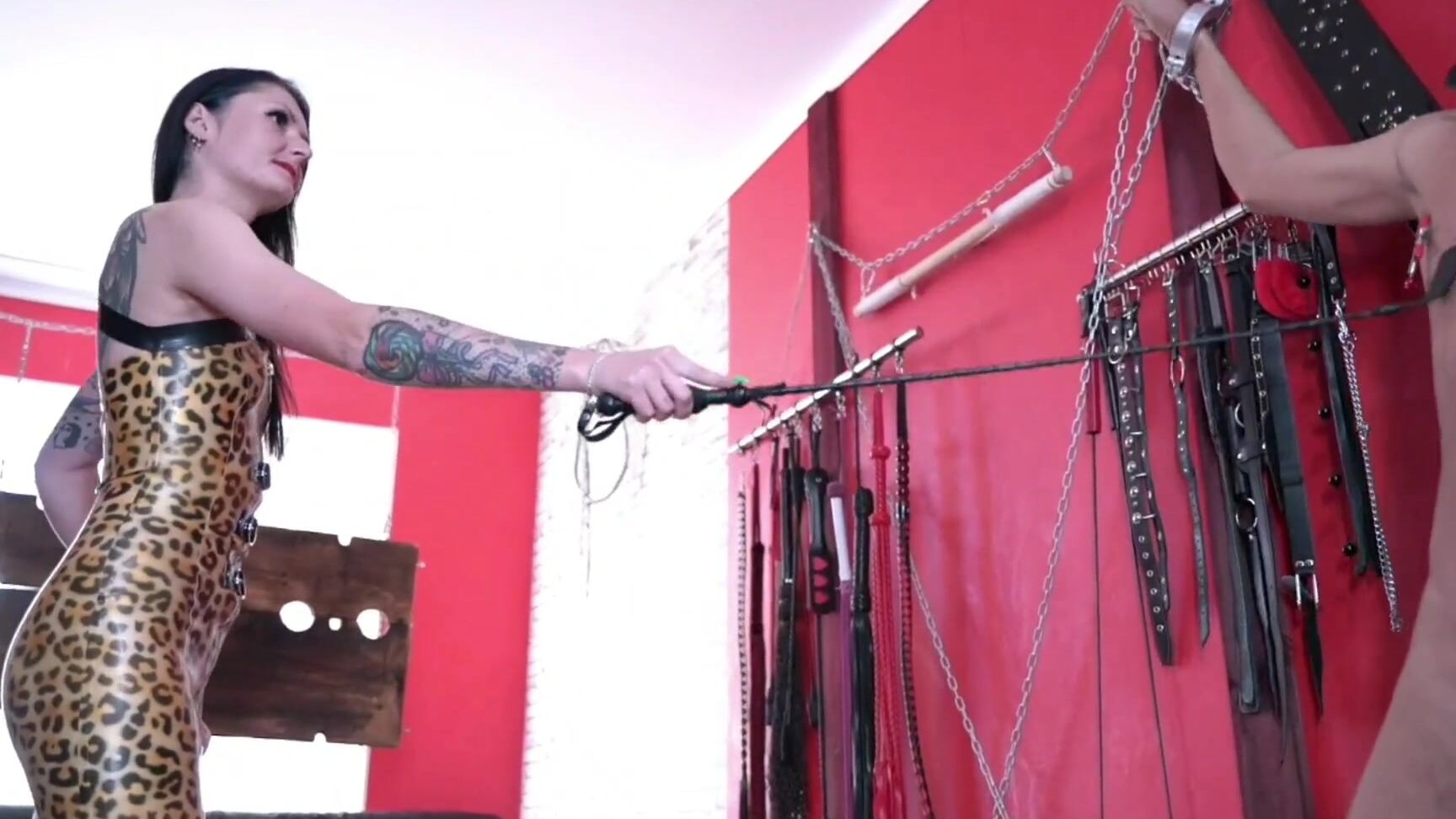 Dominatrix Nika Dominatrix Nika scratches the body of a slave, plays with his nipples. bdsm Pornhub