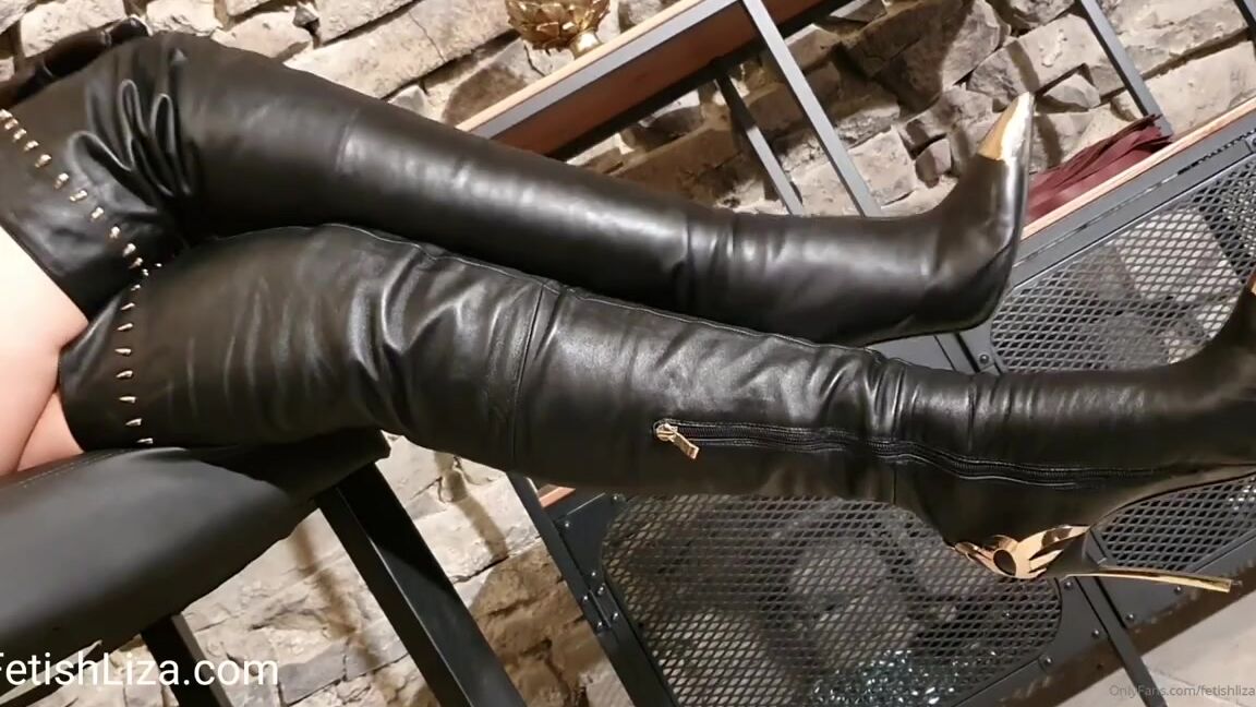 Fetishliza Onlyfans Do Leather Thigh Boots Excite You Then Get Your Tongue Out For