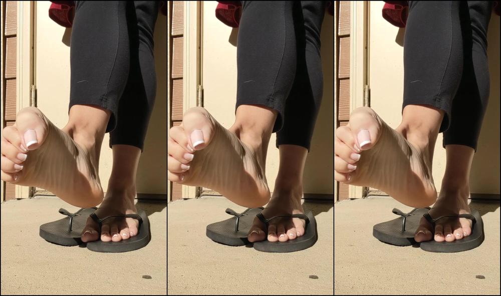 Premiumbrandy Flip Flop Shoe Play With French Tip Toes Outside In My Black Flip Flops Playing With Them