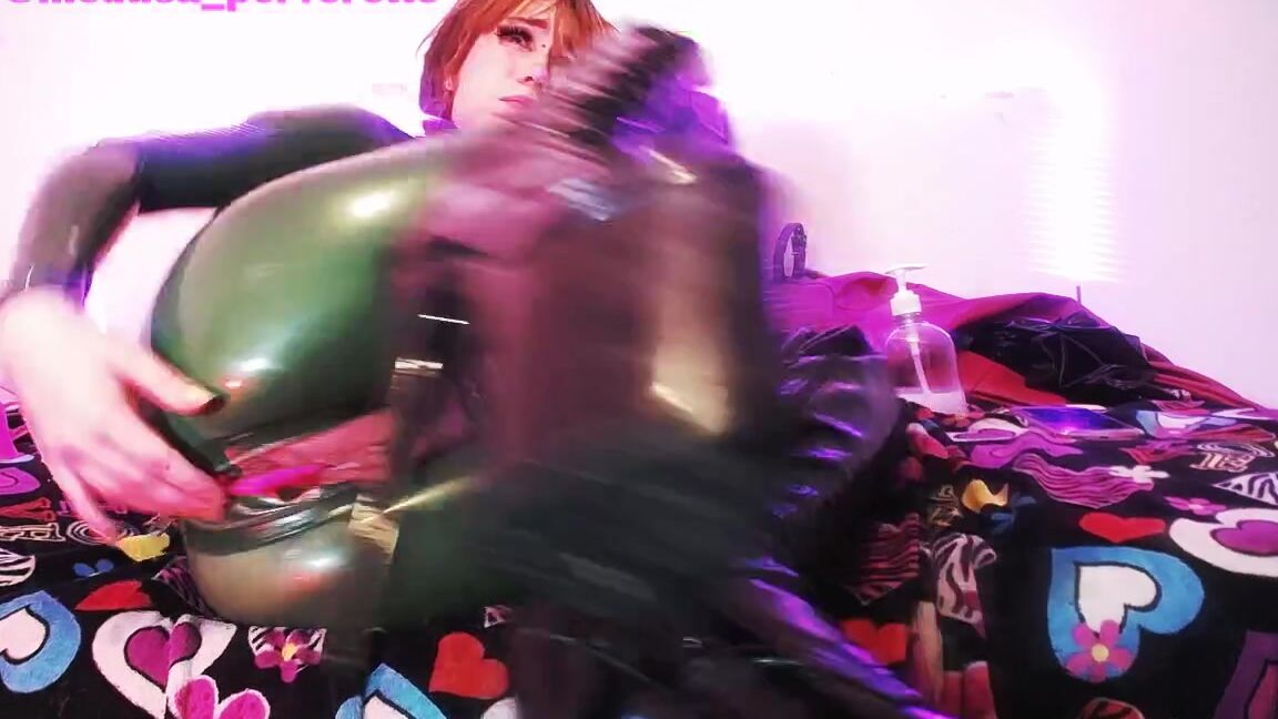 Latex Umbra Straighjacket And Plug In Green Latex