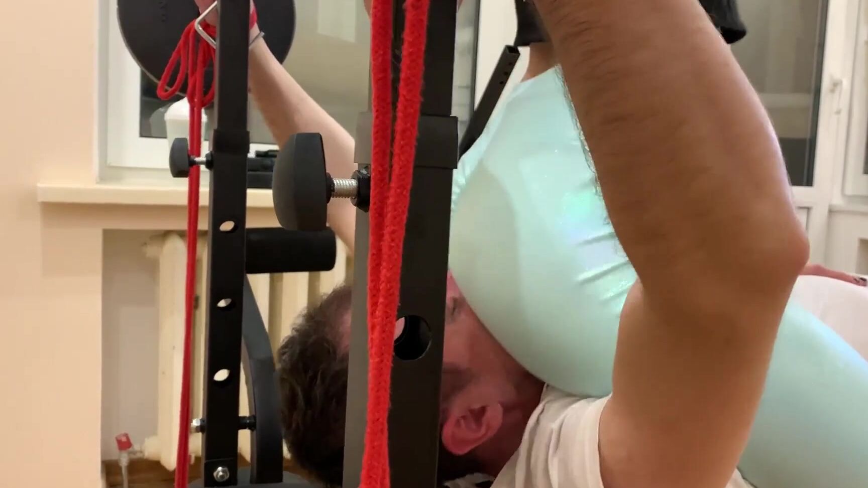 Petite Princess FemDom - Red Head Mistress Sofi In Blue Leggings Face Sitting and Ass Worship Femdom In GYM