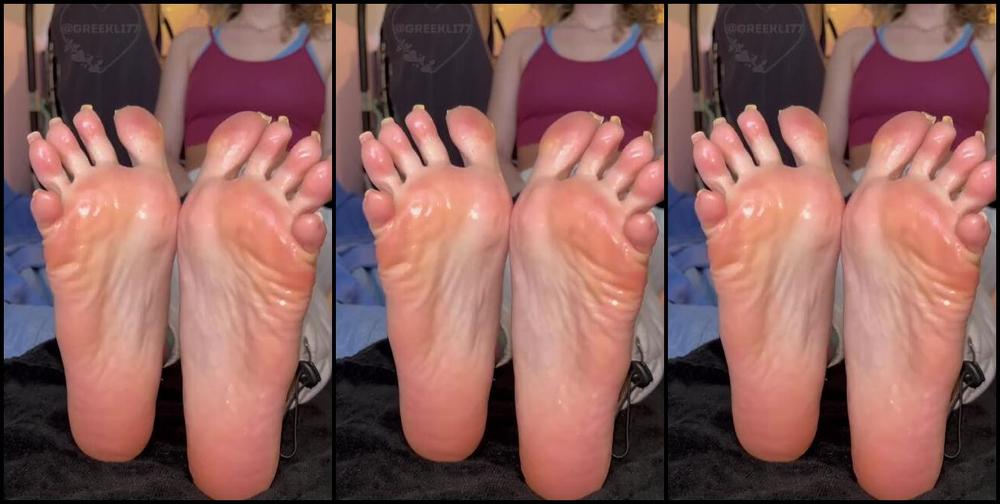 Greek Goddess Li Aka Greekli77 04 23 2025 Onlyfans Video Full Length Video Of My Oily Pink Soles With The Yellow French Tip Pedicure Youre