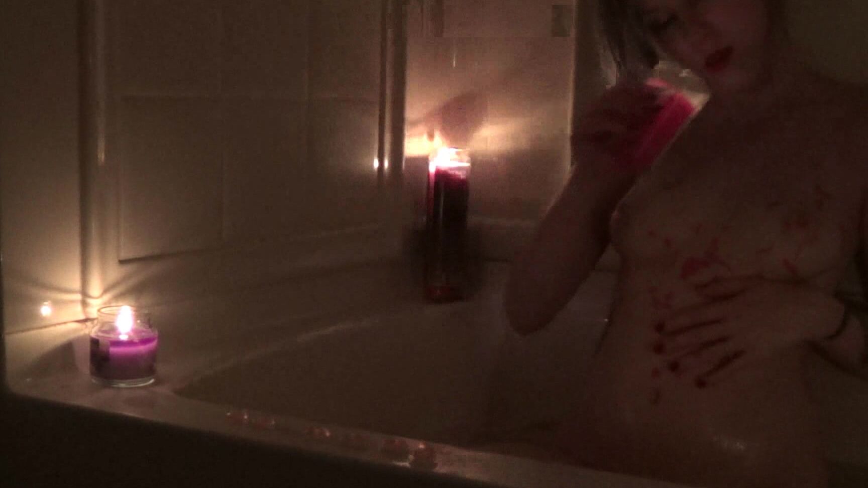 "VioletOctober" bathtub fetish, erotic nude, solo female, valentine’s day Romantic Candle Lit Bath manyvids