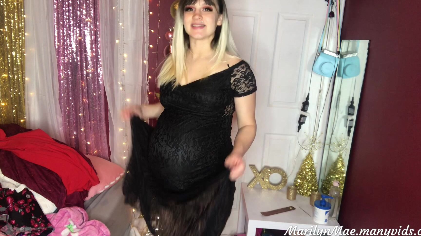Christmas, Humiliation, Pregnant marilyn mae 38weekspregnant christmas party outfits ManyVids