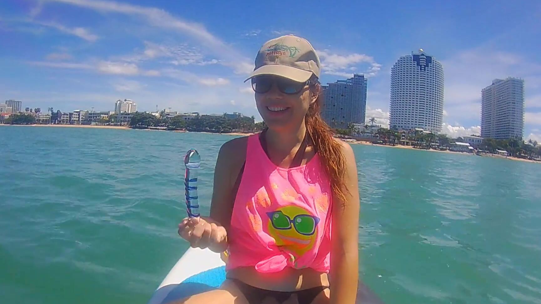 My Wife SexyDreams OPEN SEA Masturbation disturbed by Fishermen Boat  Pussy FUCK on SUP by Glass Dildo toy Pornhub