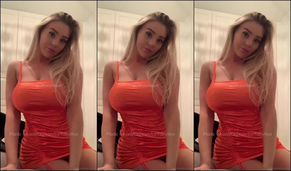 Bethanylilya Taking Off My Orange Dress And Playing With My Boobs