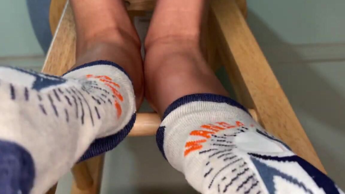 Socks, Feet, Foot Fetish, Ebony Foot Fetish, Barefoot, SFW star wars sock removal on stool ManyVids
